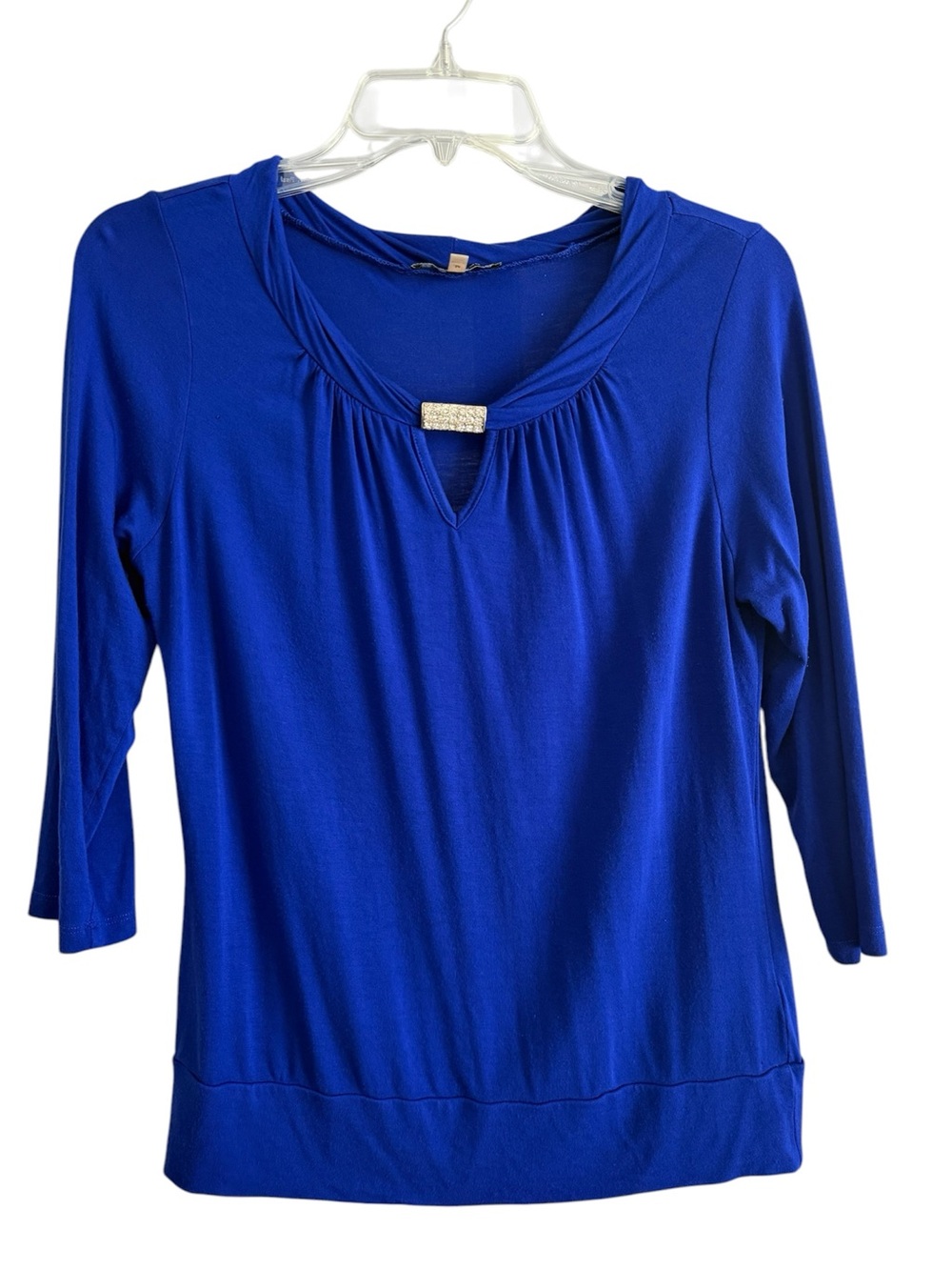 Cable & Gauge Royal Blue Hardware Accent Keyhole Knit Top PM